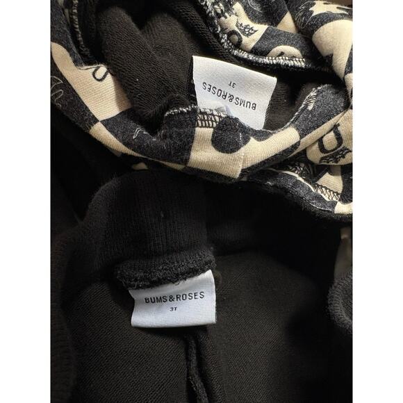 Bums & Roses What the Spade 2pc Bamboo Pants Outfit 3T Black Hooded Jogger - Picture 2 of 8